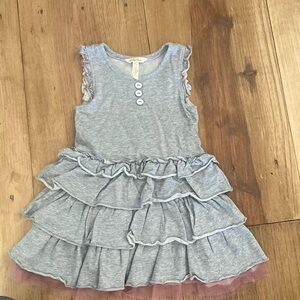 New!! Matilda Jane ruffle dress size 4. Can be dress or tunic. Gray and pink
